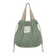 thumbnail image 1 of Corduroy Drawstring Tote Bag, Multi Function Insulated Lunch Bag, Lunch Box for Women, Adult Lunch Box, Reusable Food Storage Bag, Portable Handheld Dual Use Cosmetic Organizer 1Pcs, 1 of 6
