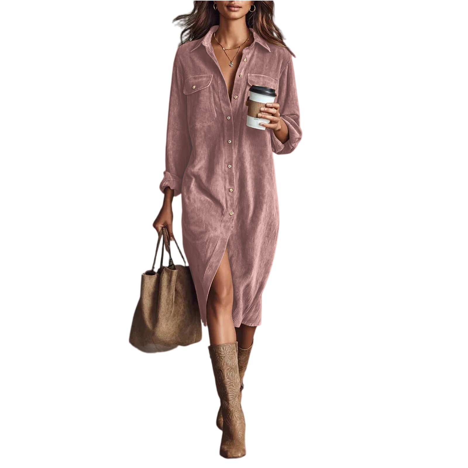 Corduroy Dress Women Midi Fall Vintage Long Sleeve Shirt Dress Business Casual Collared Button Up Tunic Work Dresses - Walmart.com Corduroy Dress Women Midi Fall Vintage Long Sleeve Shirt Dress Business Casual Collared Button Up Tunic Work Dresses - Walmart.com