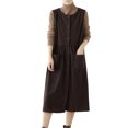 thumbnail image 1 of Corduroy Dresses for Women Crew Neck Sleeveless Midi Dress with Pockets Button Down Casual Sundress Fashion Trendy Cover Ups Loose Fit Vintage Elegant Dresses Spring Fall Outfits 2026, 1 of 8