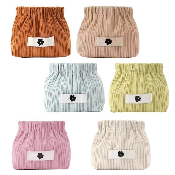 Corduroy Elastic Hair Tie Organizer 6pcs/12pcs，Elastic Aesthetic Lipstick Bag, Cute Mini Cosmetic Daily Portable Travel Organizer, Accessories Storage Pouch, Multipurpose