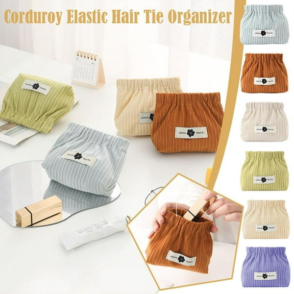 Corduroy Elastic Hair Tie Organizer Corduroy Elastic I1C2 Bag Lipstick