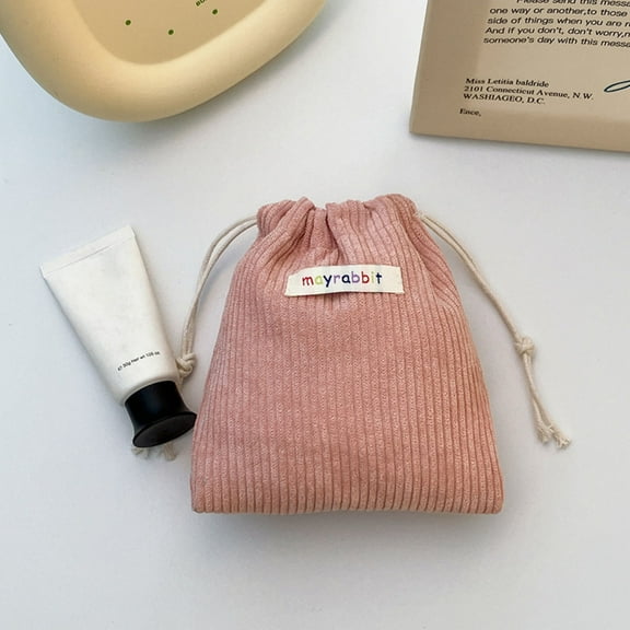 Corduroy Elastic Hair Tie Organizer Fragment Mouth Red Envelope Portable Cosmetic Storage Bag