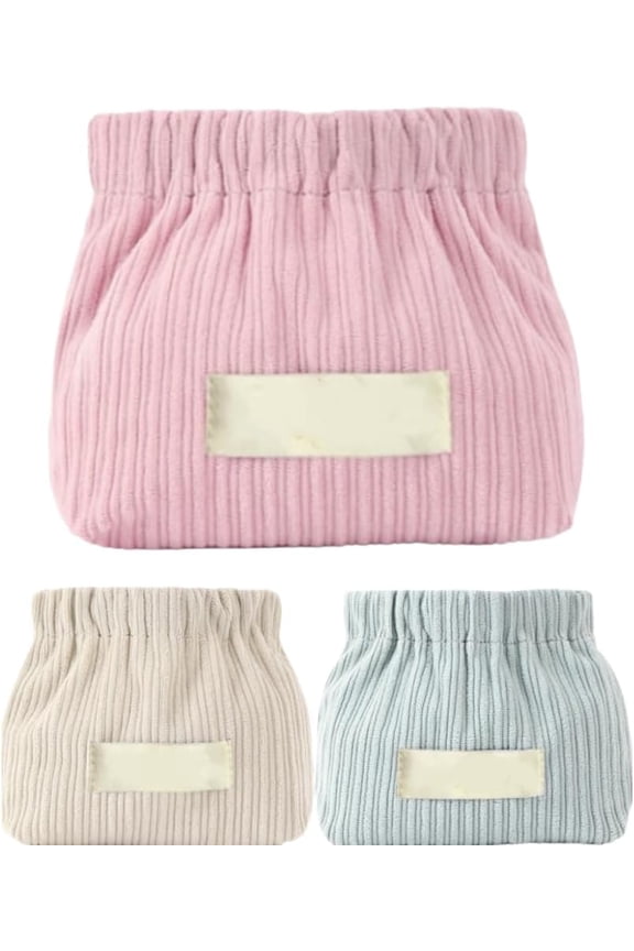 Corduroy Elastic Hair Tie Organizer | Multicolor Travel Makeup Pouch & Storage Bag, Portable Cosmetic Accessories Case for Daily Life