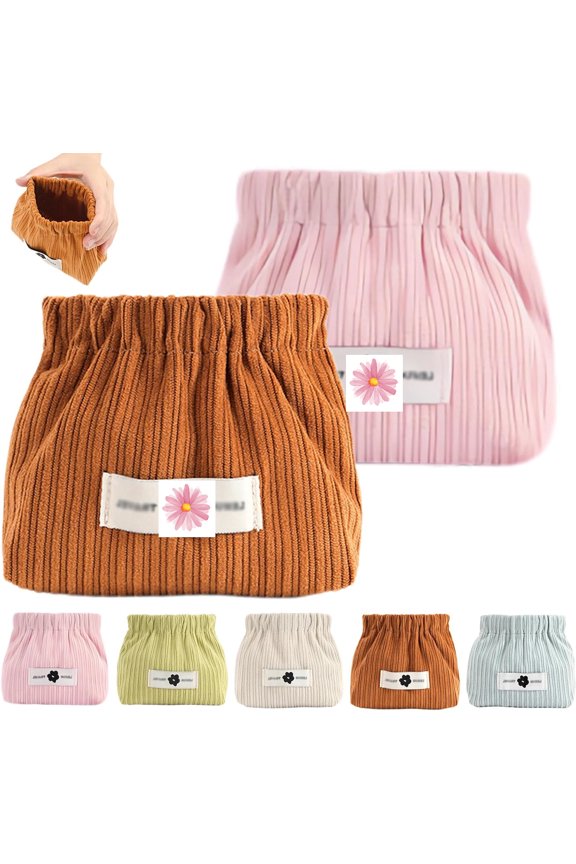 Corduroy Elastic Hair Tie Organizer, Portable Corduroy Elastic Hair Tie Organizer, Corduroy Elastic Storage Bag, Corduroy Lipstick Bag (C (2Pcs))