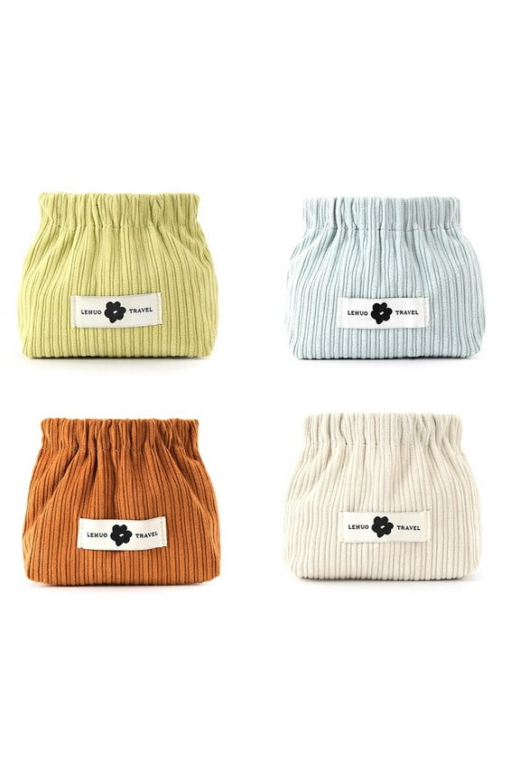 Corduroy Elastic Hair Tie Organizer, Portable Travel Storage Bag,Corduroy Lipstick