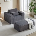 thumbnail image 1 of Corduroy Fabric Accent Sofa Chair, Oversized Chaise Lounge Chair Indoor with Ottoman, Cloud Armchair,Comfy Deep Plush Chais Reclining Sleeper Chair for Living Room,Bedroom,Office, Grey, 1 of 9