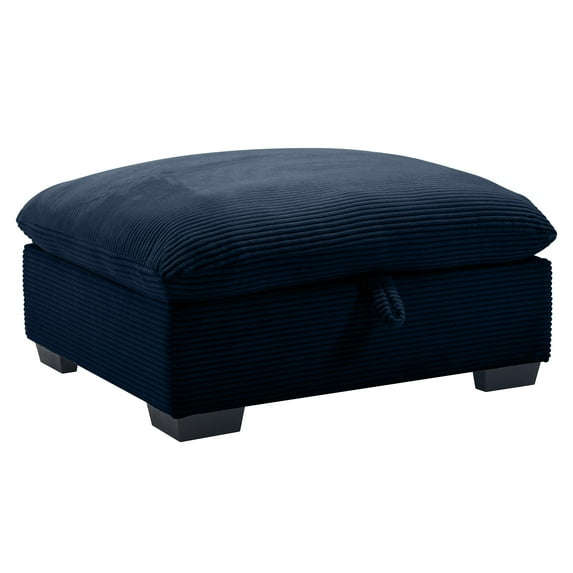 Luxurious Blue Corduroy Fabric Ottoman Footrest for 2, 3, 4 Seater Sofas | Plush Comfort & Flexible L/U Shape Living Room/Bedroom Furniture | 36.6" W x 32.7" D x 18.1" H