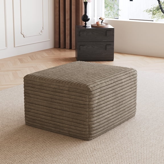 Corduroy Fabric Sofa Ottoman, No Assembly Required Modular Footrest Stool, High Resilience Sponge Comfort Ottoman for Living Room Bedroom Apartment