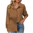 thumbnail image 1 of Corduroy Fall Outerwear for Womens Oversized Button Down Shirt Casual Long Sleeve Lapel Collared Work Blouses Solid Jackets, 1 of 8