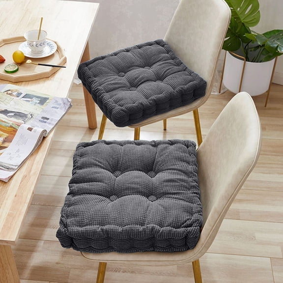 Corduroy Floor Cushion Mat for Sitting, 40x40 cm, Blue Gray, Soft Floor Seat Pillow for Living Room Yoga Reading
