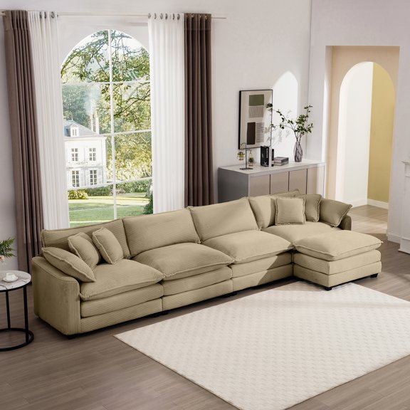 Corduroy Four - seater - Retro Style with Smooth Lines - Bedroom and Club - Easy to Clean and Maintain