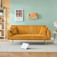thumbnail image 1 of Corduroy Futon Sofa Bed with Pillows,74 inch Modern Convertible Loveseat Sleeper Bed with Adjustable Backrest for Living Room,Orange, 1 of 7