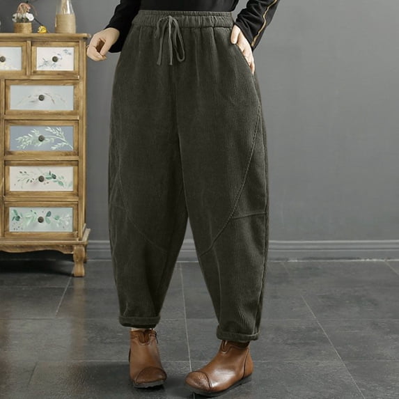 Corduroy Harem Pants For Women Loose Fit Casual Straight Leg Trousers Autumn Winter Sporty Pants Comfortable Joggers Yoga Pants for plus Size plus Size Straight Leg Pants for Women 2xl Dresses for