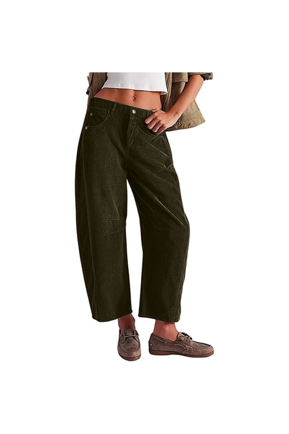 Corduroy Harem Pants for Women Vintage Comfy High Waist Wide Leg Pants Casual Daily Lounge Trousers Winter Ankle Pant