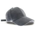 thumbnail image 1 of Corduroy Hat Casual Solid Classic Adjustable Strap Soft Baseball Cap Unisex, Grey, 1 of 5