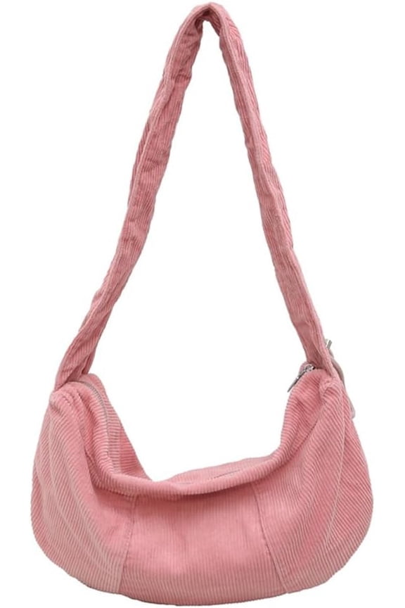 Corduroy Hobo Bag for Women Sling Crescent Bag Crossbody Casual Lightweight Dumpling Bag Corduroy Half Moon Tote Bag