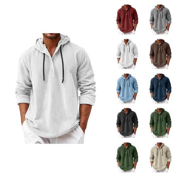 Corduroy Hoodies for Men 2026 Fall Winter Long Sleeve Casual Plain Loose Hooded Sweatshirt Mens Pullover Top