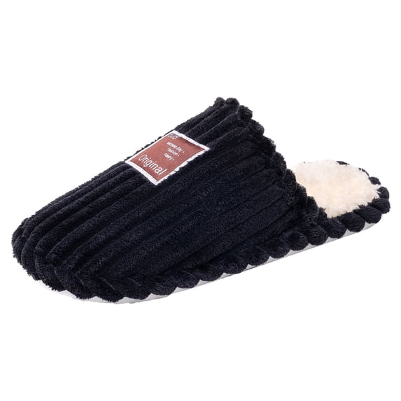 Corduroy House Slippers for Women Lightweight Soft Sole Fleece Lined Indoor Slippers Non Slip Bedroom Shoes