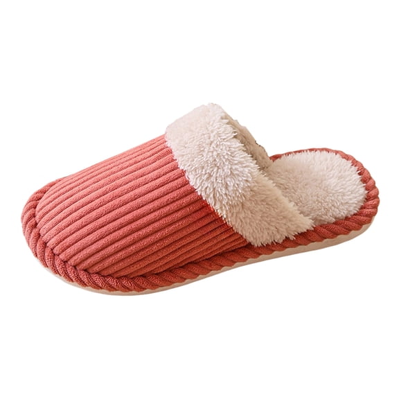 Corduroy House Slippers for Women Men Wide Toe Box Memory Foam Fuzzy Slippers Bedroom Indoor Non Slip Walking Shoes Red Size 8