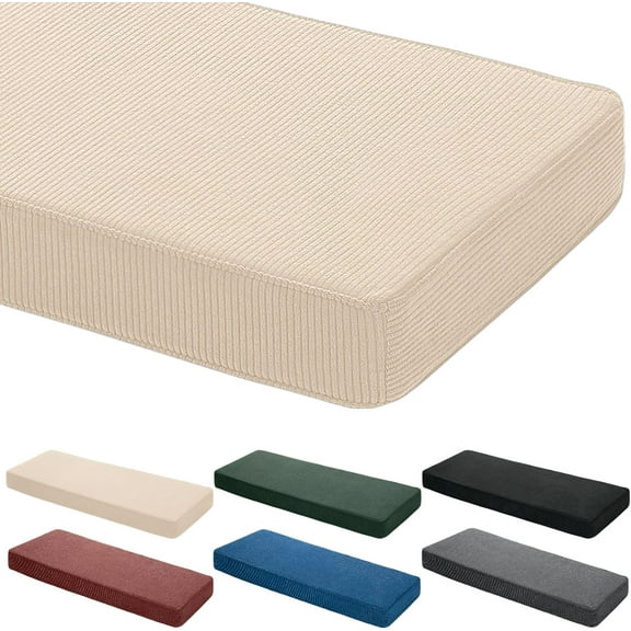 Corduroy Indoor Bench Cushion 42x16 Furniture Loveseat Patio Swing Piano Wicker Couch Window Seat Pad Thickened Memory Sponge Back Cushion Farmhouse Boho Textured Home Decorative (Beige)