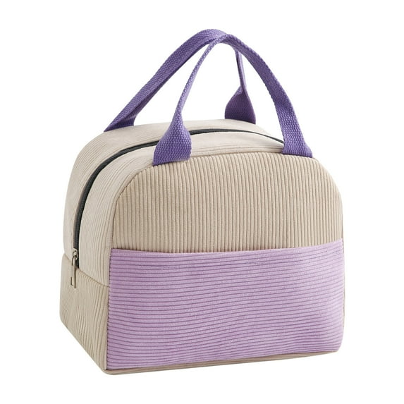Corduroy Insulated Lunch Bag Thermal Cooler Tote with Ice Pack Waterproof Leakproof Food Carrier Thickened Aluminum Foil Lunch Box Bag for Work School Picnic Outdoor