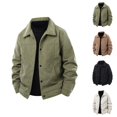 thumbnail image 1 of Corduroy Jacket Men Long Sleeve Loose Casual Button Down Collared Coat with Pockets Fall Winter Outerwear, 1 of 5
