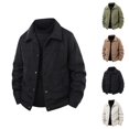 thumbnail image 1 of Corduroy Jacket Men Long Sleeve Loose Casual Button Down Collared Coat with Pockets Fall Winter Outerwear, 1 of 5