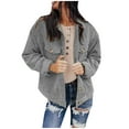 thumbnail image 1 of Corduroy Jacket Women Casual Button Down Jacket Coat Plain Long Sleeve Solid Velvet Fashion Autumn Winter Outwear Coat Tops Ladies, 1 of 5