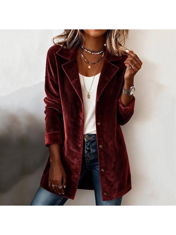 Corduroy Jacket Women Light Weight Button Down Corduroy Shacket M