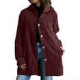 thumbnail image 1 of Corduroy Jacket Women Sevevn Womens Corduroy Long Sleeve Jacket Oversized Button Up Hooded Tops Loose Shacket Jacket, 1 of 7