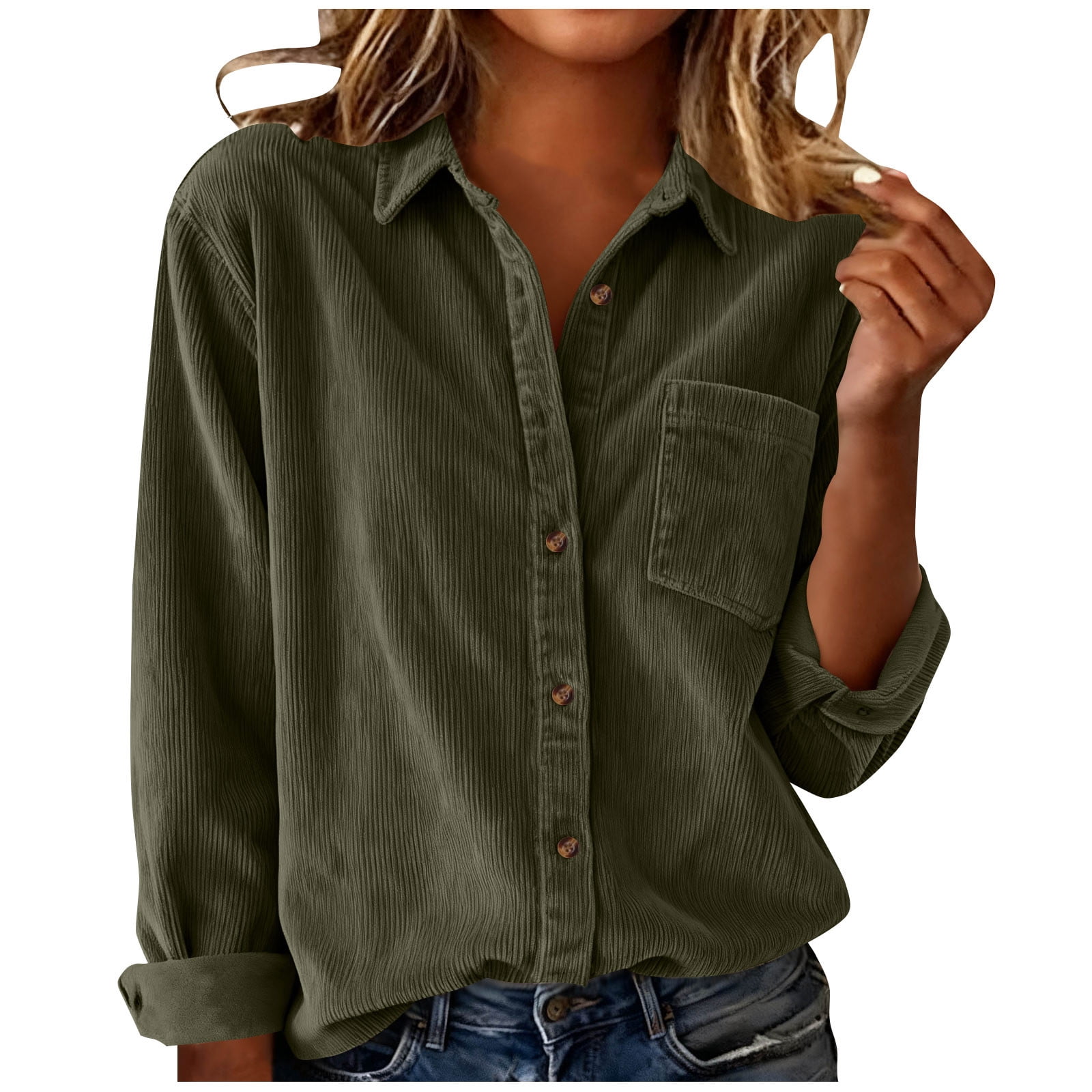Corduroy Jacket Women Sevevn Womens Corduroy Shirts Casual Long Sleeve ...