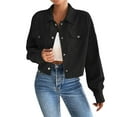 thumbnail image 1 of Corduroy Jacket Women, Yigetop Womens Cropped Corduroy Jacket Loose Button Down Long Sleeve Shacket Coat Jackets for Women Trendy Black L, 1 of 8