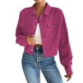 thumbnail image 1 of Corduroy Jacket Women, Yigetop Womens Cropped Corduroy Jacket Loose Button Down Long Sleeve Shacket Coat Jackets for Women Trendy Hot Pink XL, 1 of 9