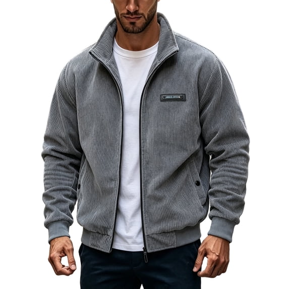 Corduroy Jacket for Men Sherpa Fleece Lined Trucker Jackets Vintage Casual Turn-down Collar Outerwear Warm Winter Coat