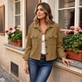 thumbnail image 1 of Corduroy Jackets for Women Trendy Long Sleeve Cropped Jacket Fall, 1 of 6