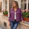 thumbnail image 1 of Corduroy Jackets for Women Trendy Long Sleeve Cropped Jacket Fall, 1 of 6