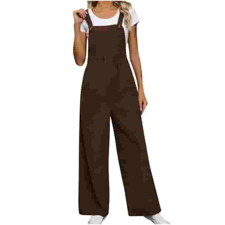【THE MOZZ】Seudyu corduroy overalls Corduroy Jumpsuit for Women Wide Leg Casual Summer Rompers