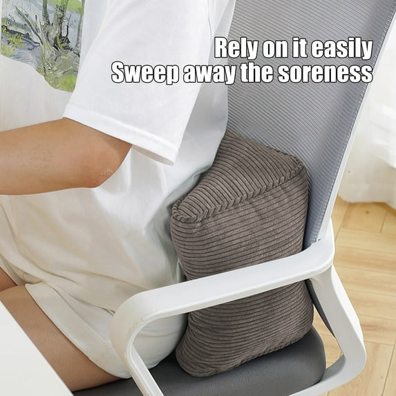 Corduroy Lumbar Cushion 38x20x14cm Portable Nap Rest Support Pillow Office Car Home Bed Three-Sided Ergonomic Sedentary Relief