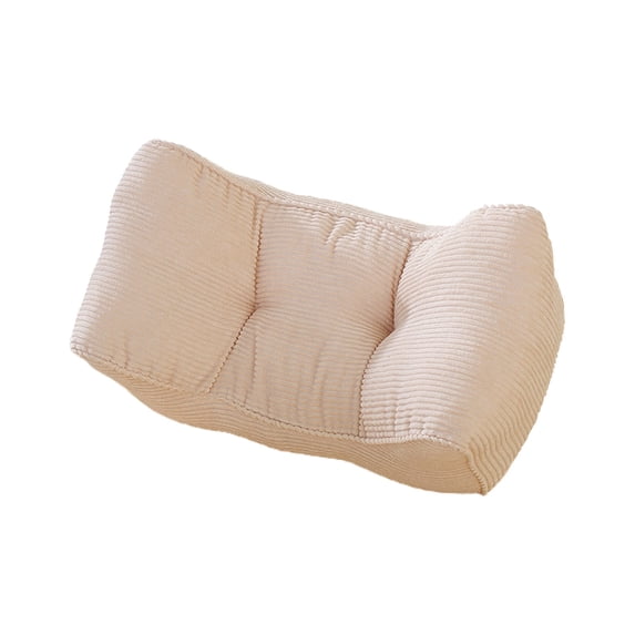 Corduroy Lumbar Support Pillow - Ergonomic Three - Sided Back Cushion for Office, Car, Travel, Nap Pillow, Portable Seat Cushion,Beige