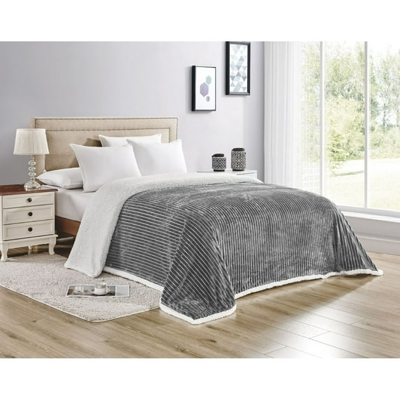Corduroy Luxe Sherpa Blanket Queen King Sizes Soft Warm Cozy Plush Fabric