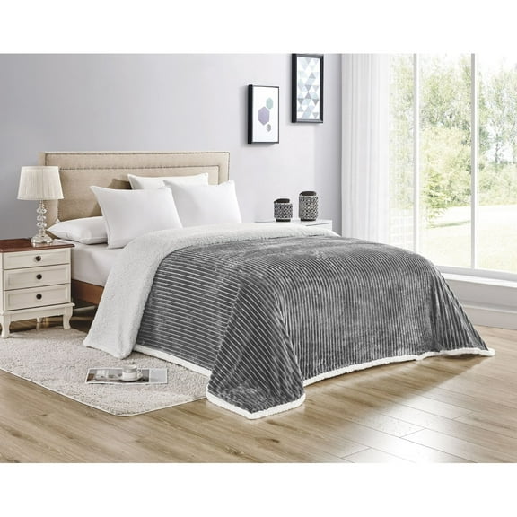 Corduroy Luxe Sherpa Blanket Queen King Sizes Soft Warm Cozy Plush Fabric