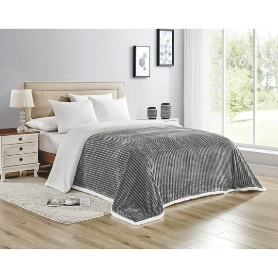 Corduroy Luxe Sherpa Blanket Queen King Sizes Soft Warm Cozy Plush Fabric