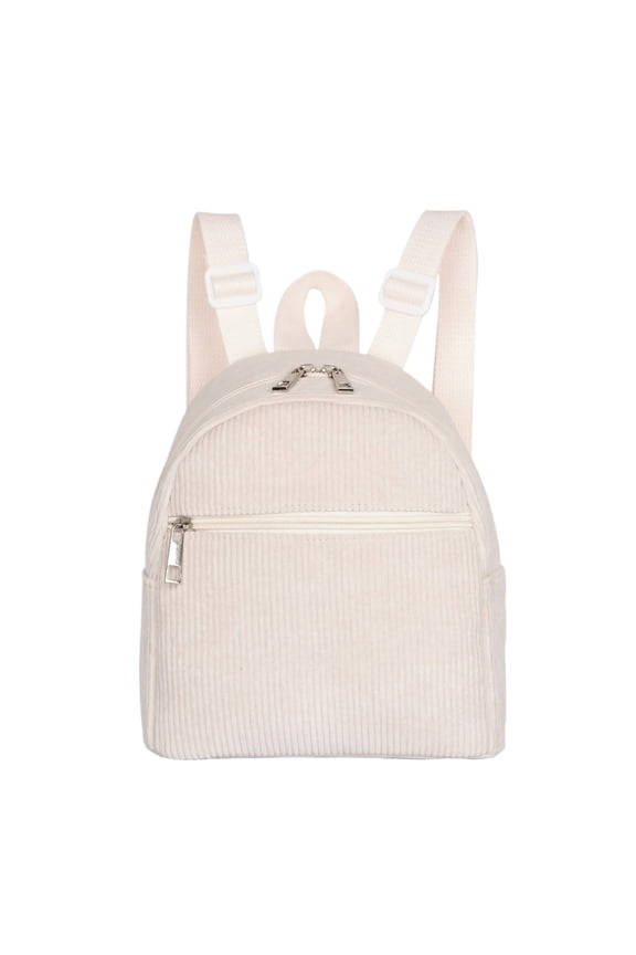Corduroy Mini Backpack, Beige Small Casual Backpack, 1Pc Daily Use Backpack for Travel School Commute, Lightweight Stylish Rucksack for Women Men Teens