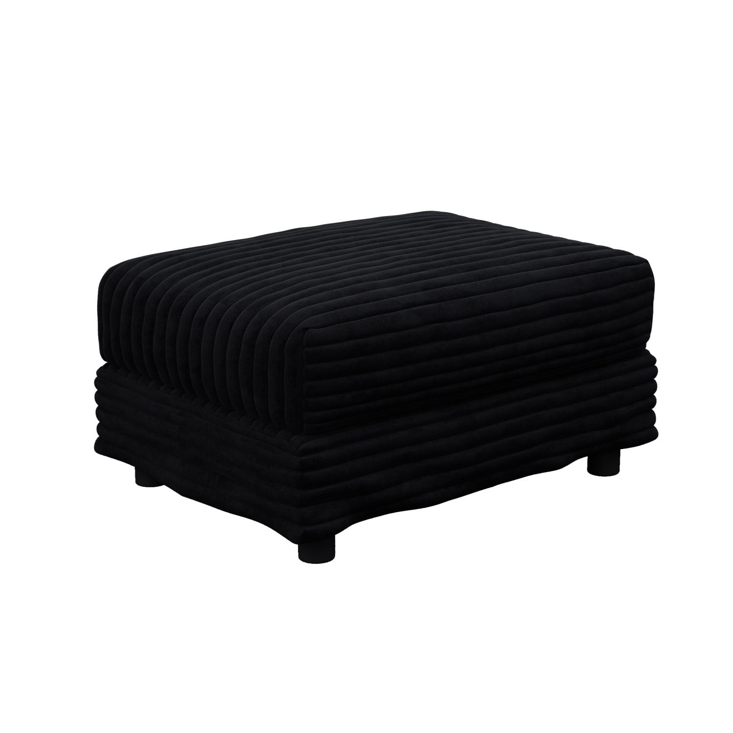 Corduroy Ottoman for Modular Sofa, Upholstered Footrest Ottoman, Oversized Ottoman Bench for Living Room, Bedroom, Apartment, Office, Black