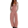 thumbnail image 1 of Corduroy Overalls for Women Barrel Wide Leg Bib Pants Adjustable Strap Workwear Jumpsuits with Pockets, 1 of 9