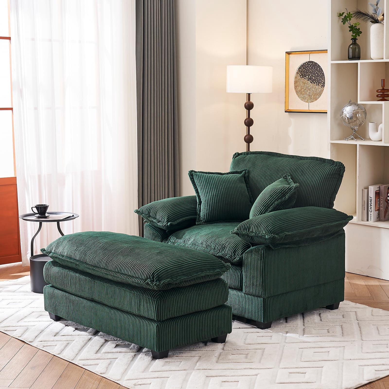 Factory Direct Partners Overstuffed Rectangle Ottoman - Velvety Microfiber & Vinyl, 24x36x16 Inch, Sterling