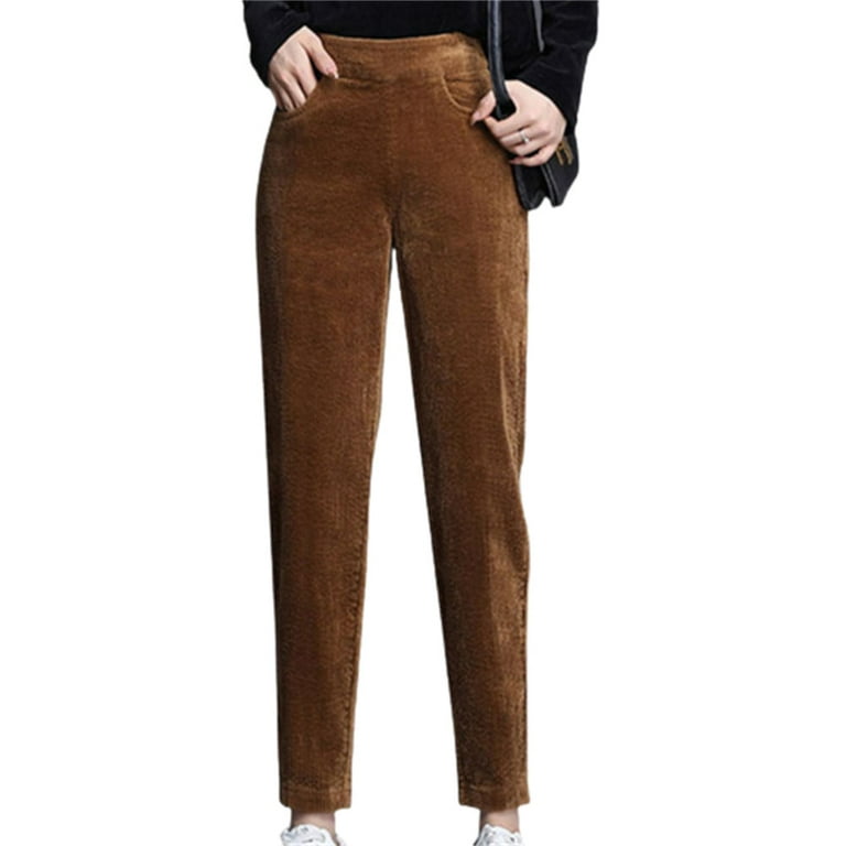 Corduroy Pants For Women Trousers For Women High Waisted Brown Corduroy  Pants Women Coffee 2XL Thin 