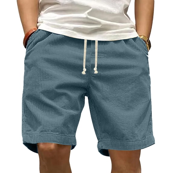 Corduroy Pants Men Drawstring Waisted Lounge Short Fashion Classic Fit Casual Vintage Bermuda Short Solid Color Corduroy Resort Wear with Pockets,Blue 3XL