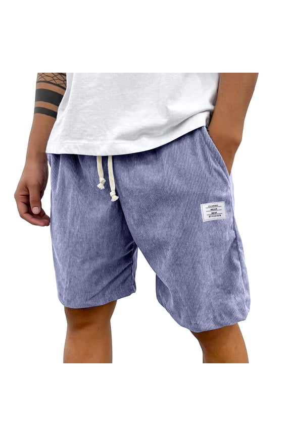 Corduroy Pants Men Drawstring Waisted Shorts Lightweight Summer Beach Bermuda Short Solid Color Corduroy Short Pants with Pockets,Purple 4XL