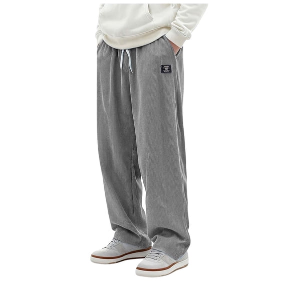 Corduroy Pants Men Slim Fit Men's Corduroy Pants Wide Leg Pants for Men Casual Solid Color Soft Loose Fit Fall Winter Active Joggers With Elastic Waistband